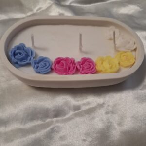 קערה מגבס ונרות משעוות סויה בריח בושם בעבודת יד